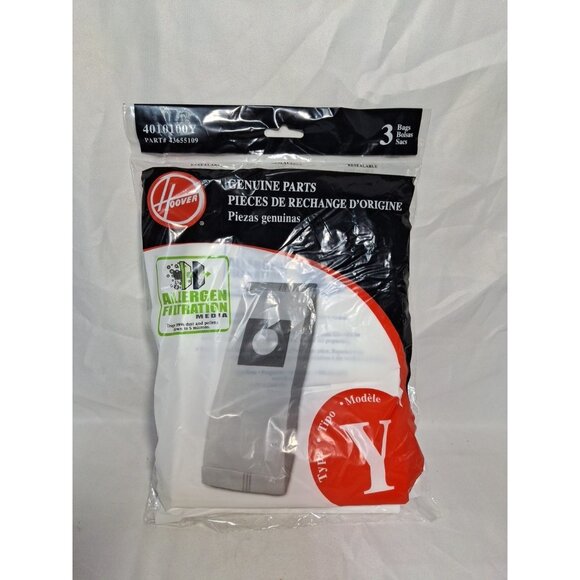 3 Bags, HOOVER Vacuum BAGS Pack Allergen Filtration Type Y, Genuine - Picture 1 of 5